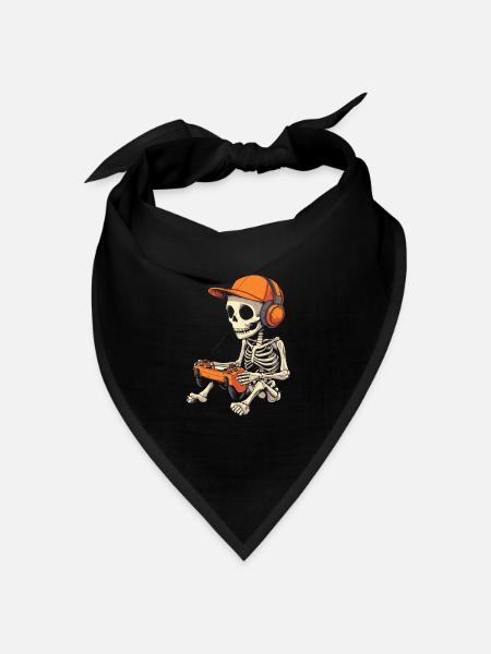 Skelett Halloween Gamer Gaming Junge Kinder Boy - Bandana Dreieckstuch - Schwarz