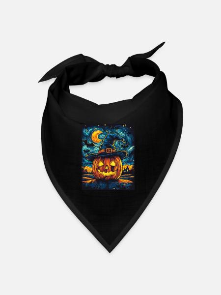 Halloween Geschenk Frauen Kürbis Männer Kinder - Bandana Dreieckstuch - Schwarz