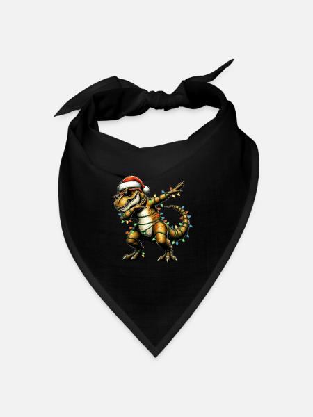 Tupfende T-Rex Dinosaurier Tyrannosaurus Rex Weihn - Bandana Dreieckstuch - Schwarz