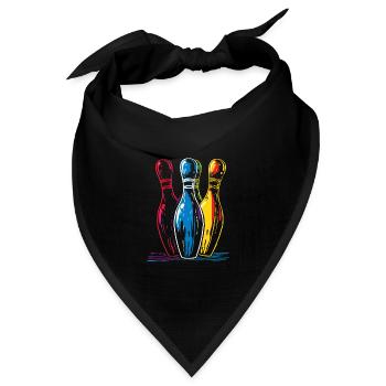 Oldschool Bowling Zeichnung - Bandana Dreieckstuch - Schwarz - Vorne