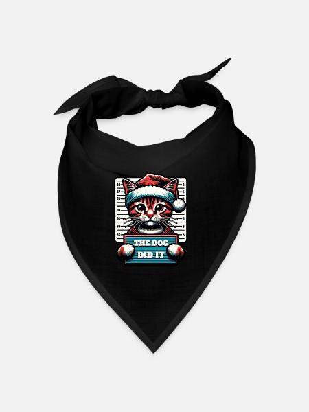 Weihnachtsmann Weihnachten lustiges Katzen Mugshot - Bandana Dreieckstuch - Schwarz