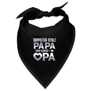 Großvater DOPPELTER STOLZ PAPA UND OPA Lustiges - Bandana Dreieckstuch - Schwarz - Vorne