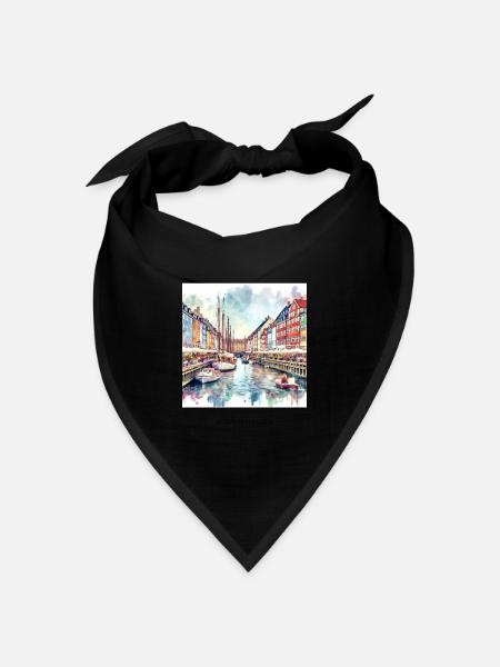 Nyhavn Kopenhagen Skandinavien Dänemark Sommer - Bandana Dreieckstuch - Schwarz