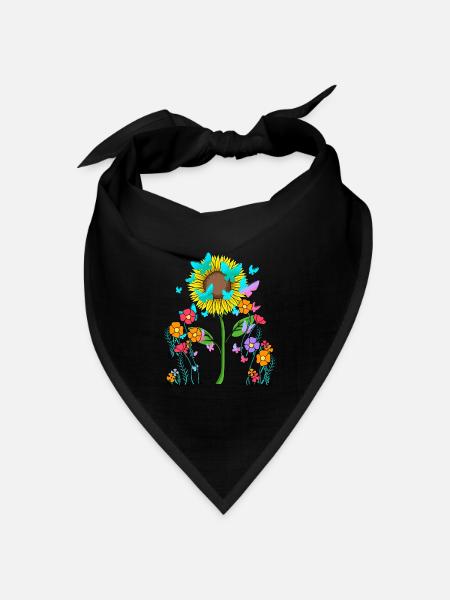 Sonnenblume Sonnenblumen Schmetterlinge Insekten - Bandana Dreieckstuch - Schwarz