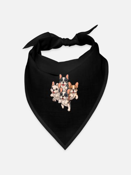 Französische Bulldogge Welpen - Bandana Dreieckstuch - Schwarz