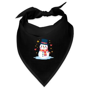 Süßer Schneemann mit Zylinder Festliche Weihnachtsstimmung - Bandana Dreieckstuch - Schwarz - Vorne