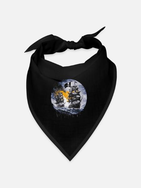 Piratenboot, Piraten, Kapitän, Segelschiff, - Bandana Dreieckstuch - Schwarz