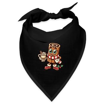 Heiße Schokolade Mit Zimt Weihnachten Cartoon - Bandana Dreieckstuch - Schwarz - Vorne