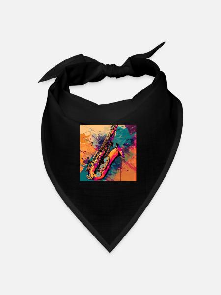 Saxophon - Bandana Dreieckstuch - Schwarz