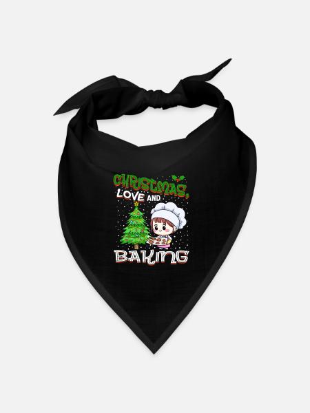 Weihnachten, Liebe und Backen, Süße Festtagsfreude - Bandana Dreieckstuch - Schwarz