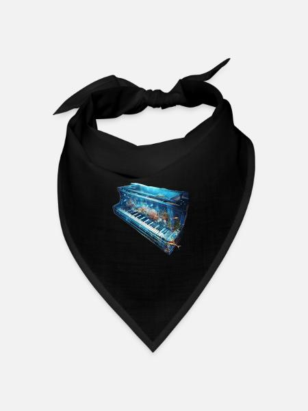 Fisch Klavier - Bandana Dreieckstuch - Schwarz