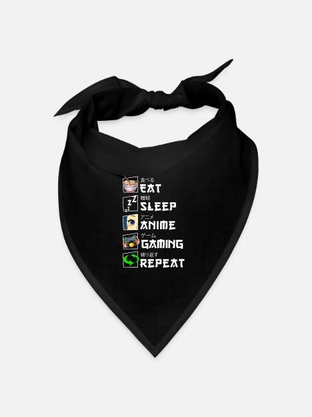Funny Japanese Eat Sleep Anime Gaming Repeat Manga - Bandana Dreieckstuch - Schwarz