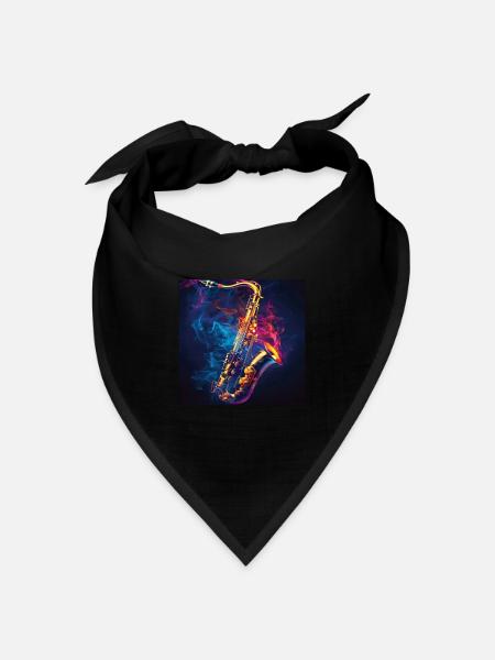 Saxophon - Bandana Dreieckstuch - Schwarz