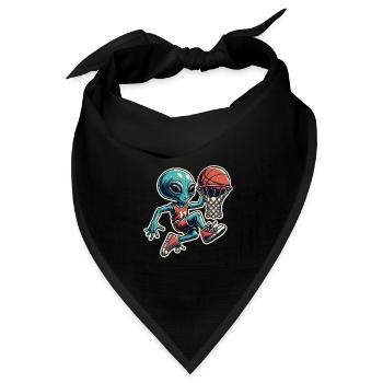 Basketball Dunking Alien - Bandana Dreieckstuch - Schwarz - Vorne