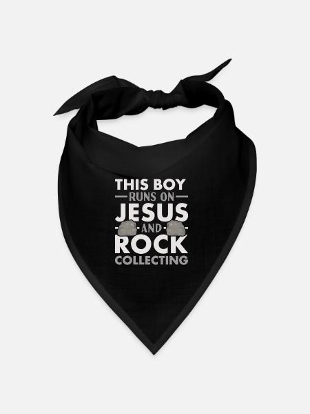 Rock Collector Boy Runs On Jesus Rock Collecting - Bandana Dreieckstuch - Schwarz
