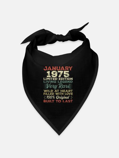 Januar 1975 Geburtstag - Januar 1975, January 1975 - Bandana Dreieckstuch - Schwarz