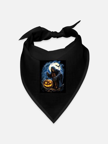 Halloween Geschenk Frauen Kürbis Männer Kinder - Bandana Dreieckstuch - Schwarz