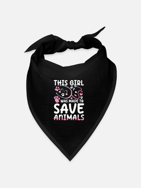 This Girl Was Made To Save Animals - Bandana Dreieckstuch - Schwarz