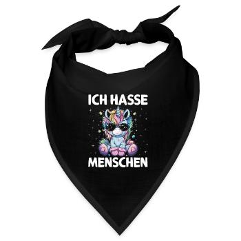 Süßes Einhorn, Bunte Einhörner - Bandana Dreieckstuch - Schwarz - Vorne