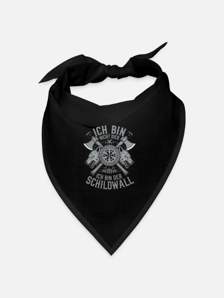 Ich bin nicht dick ich bin der Schildwall Wikinger - Bandana Dreieckstuch - Schwarz
