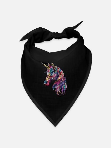 Einhorn - Bandana Dreieckstuch - Schwarz