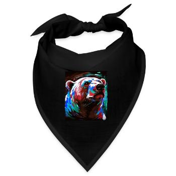 Eisbär Porträt Polar bär - Bandana Dreieckstuch - Schwarz - Vorne