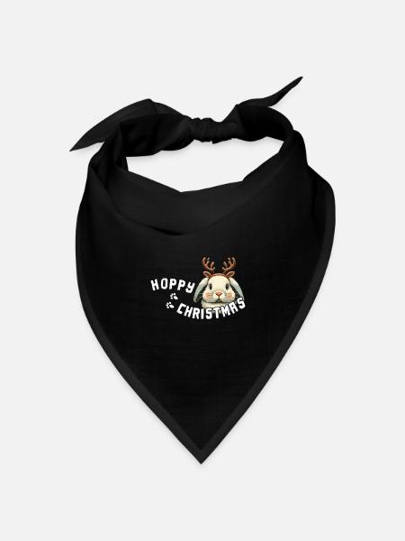 Hoppy Christmas Kaninchen Weihnachten - Bandana Dreieckstuch - Schwarz
