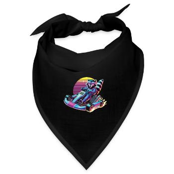 Go-Kart Waschbär im Neon-Stil - Bandana Dreieckstuch - Schwarz - Vorne
