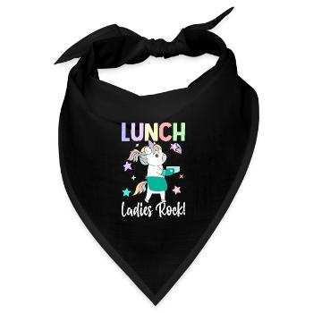 Lunch Ladies rocken! Lunch Lady Cafeteria Crew - Bandana Dreieckstuch - Schwarz - Vorne