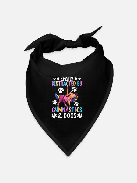 Distracted By Gymnastics & Dogs Gymnast Girl - Bandana Dreieckstuch - Schwarz