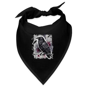 Rabe auf Stacheldraht - Gothic Dark Art - Bandana Dreieckstuch - Schwarz - Vorne