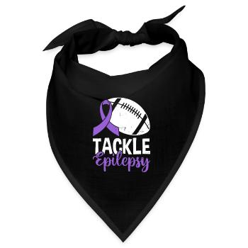 Tackle Epilepsie Volleyball Lila Band Nervös - Bandana Dreieckstuch - Schwarz - Vorne