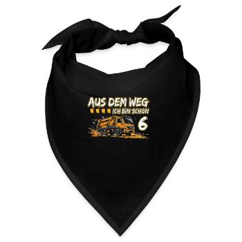 6. Geburtstag sechs Jahre Müllauto - Bandana Dreieckstuch - Schwarz - Vorne