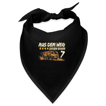 7. Geburtstag sieben Jahre Müllauto - Bandana Dreieckstuch - Schwarz - Vorne