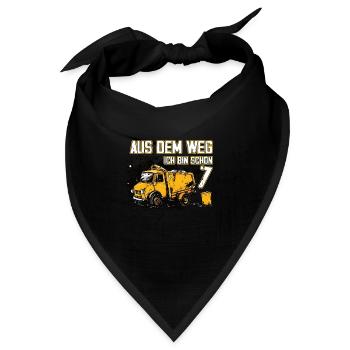 7. Geburtstag sieben Jahre Müllauto - Bandana Dreieckstuch - Schwarz - Vorne