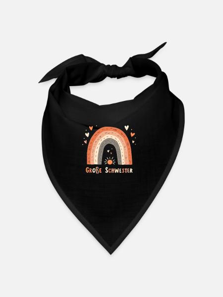 Große Schwester Regenbogen Boho - Bandana Dreieckstuch - Schwarz