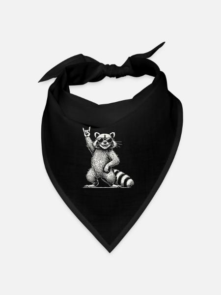 Lustiger Waschbär Rock Musik Retro Festival Vibe - Bandana Dreieckstuch - Schwarz