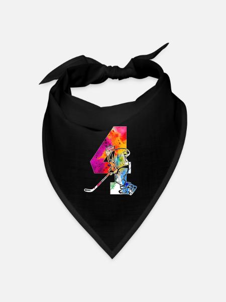 NUMMER 4 EISHOCKEY 4. GEBURTSTAG - Bandana Dreieckstuch - Schwarz