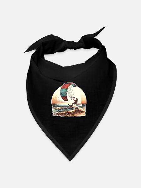 Kitesurf Kitesurfer Kiteboard - Bandana Dreieckstuch - Schwarz