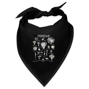 Februar Saisonales Gemüse und Obst Collage - Bandana Dreieckstuch - Schwarz - Vorne