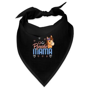 Pferde Mama Herz Hufeisen Kunst - Bandana Dreieckstuch - Schwarz - Vorne