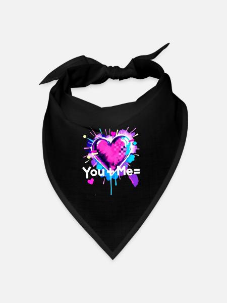Du+Ich=Herz Du Plus Me ist gleich Liebe - Bandana Dreieckstuch - Schwarz