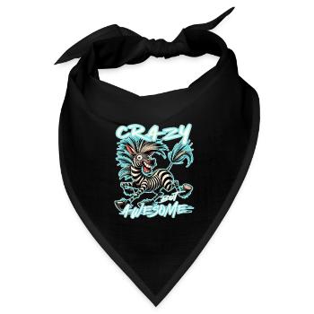 Crazy but Awesome Zebra Comic Stil - Bandana Dreieckstuch - Schwarz - Vorne