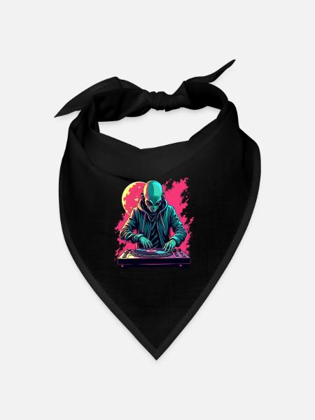 Alien Ausserirdischer DJ Musik - Bandana Dreieckstuch - Schwarz