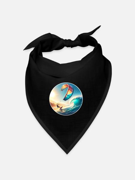 Kitesurfen Kitesurfer Kiteboard - Bandana Dreieckstuch - Schwarz