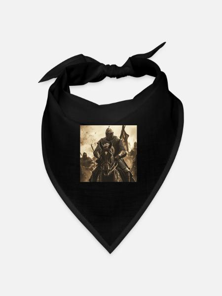 Ritter auf Pferd - Bandana Dreieckstuch - Schwarz
