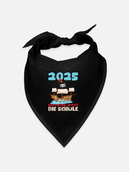 Schulkind 2025 Junge Mädchen Einschulung 2025 Deko - Bandana Dreieckstuch - Schwarz