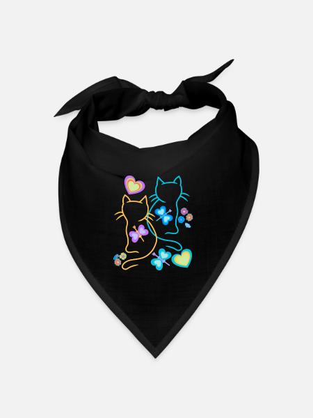 Katze Katzen Kätzchen - Bandana Dreieckstuch - Schwarz