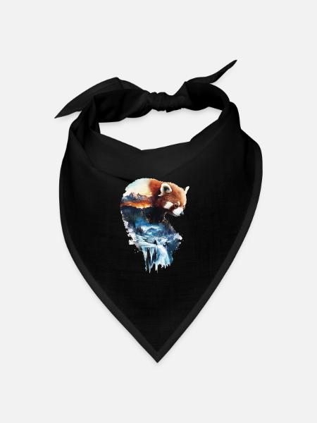 Roter Panda - Bandana Dreieckstuch - Schwarz