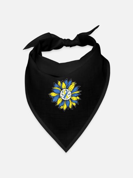 Blumenband Mit Down Syndrom Unterstützung - Bandana Dreieckstuch - Schwarz